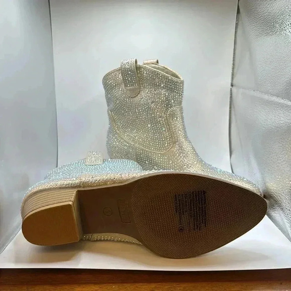 NWOT Kids  Bling Rhinestone Cowboy Cowgirl Western Ankle Boot Booties. Size 4 - Picture 4 of 10